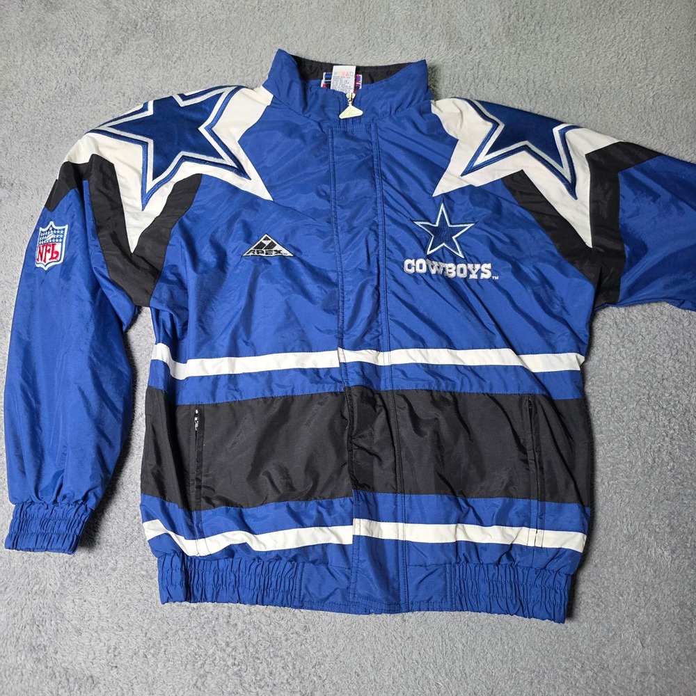 Apex One Mens M Dallas Cowboys Jacket Blue Vintage 90s NFL Pro Line Windbreaker